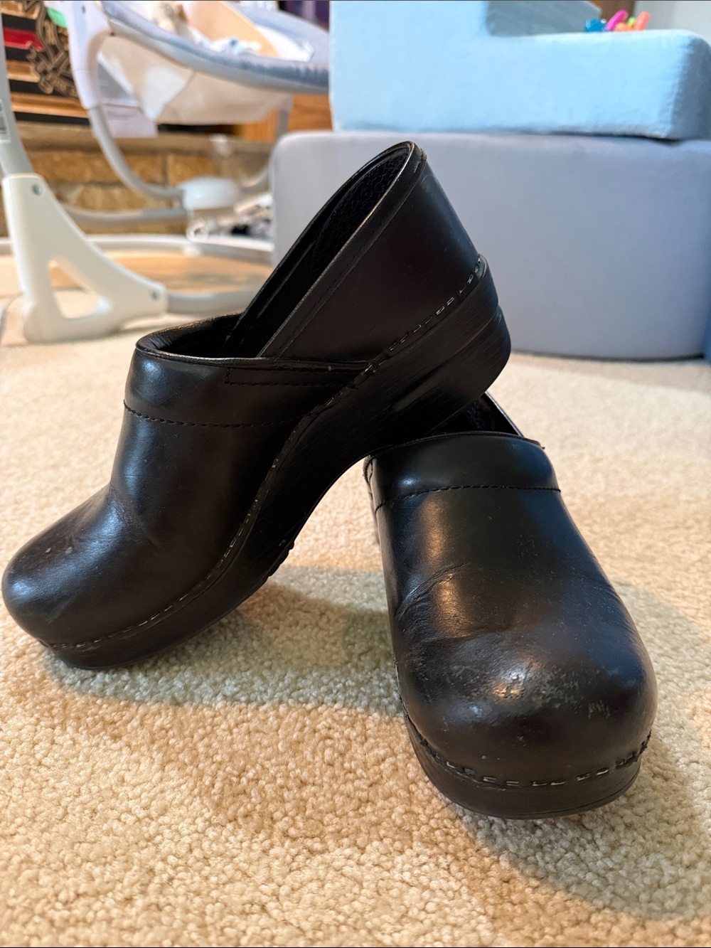 Dansko Black Leather Women's Clogs